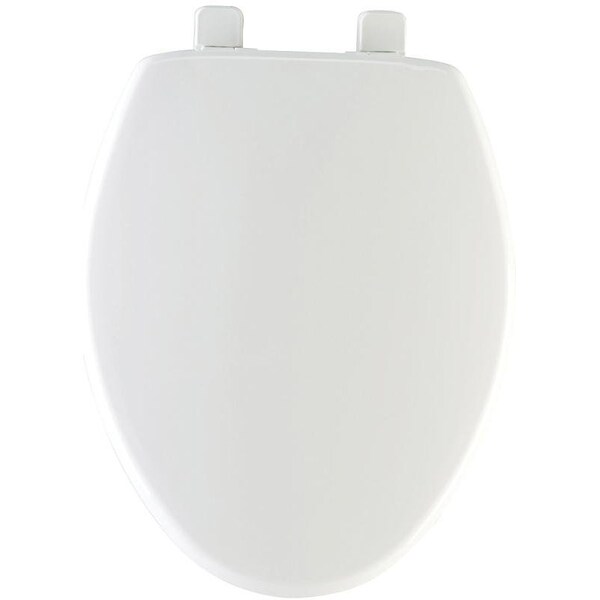 Mayfair Toilet Seat, Elongated, Plastic, White, HexTite Hinge